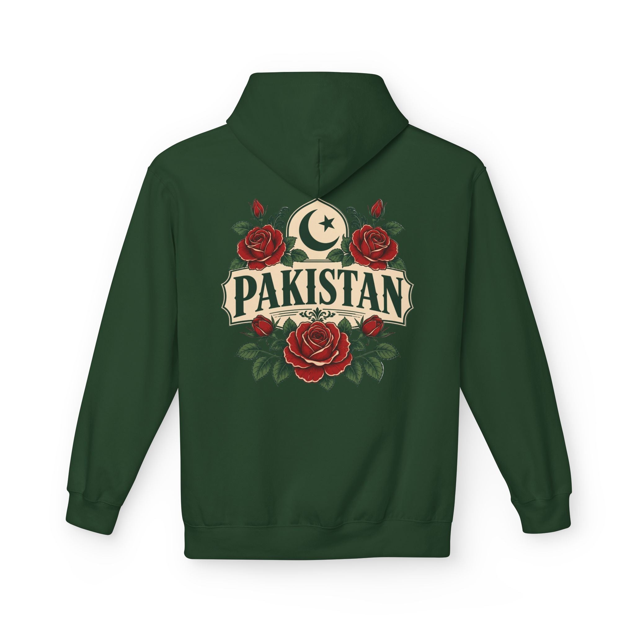 Pakistan Rose Graphic Hoodie — Floral Crescent & Star
