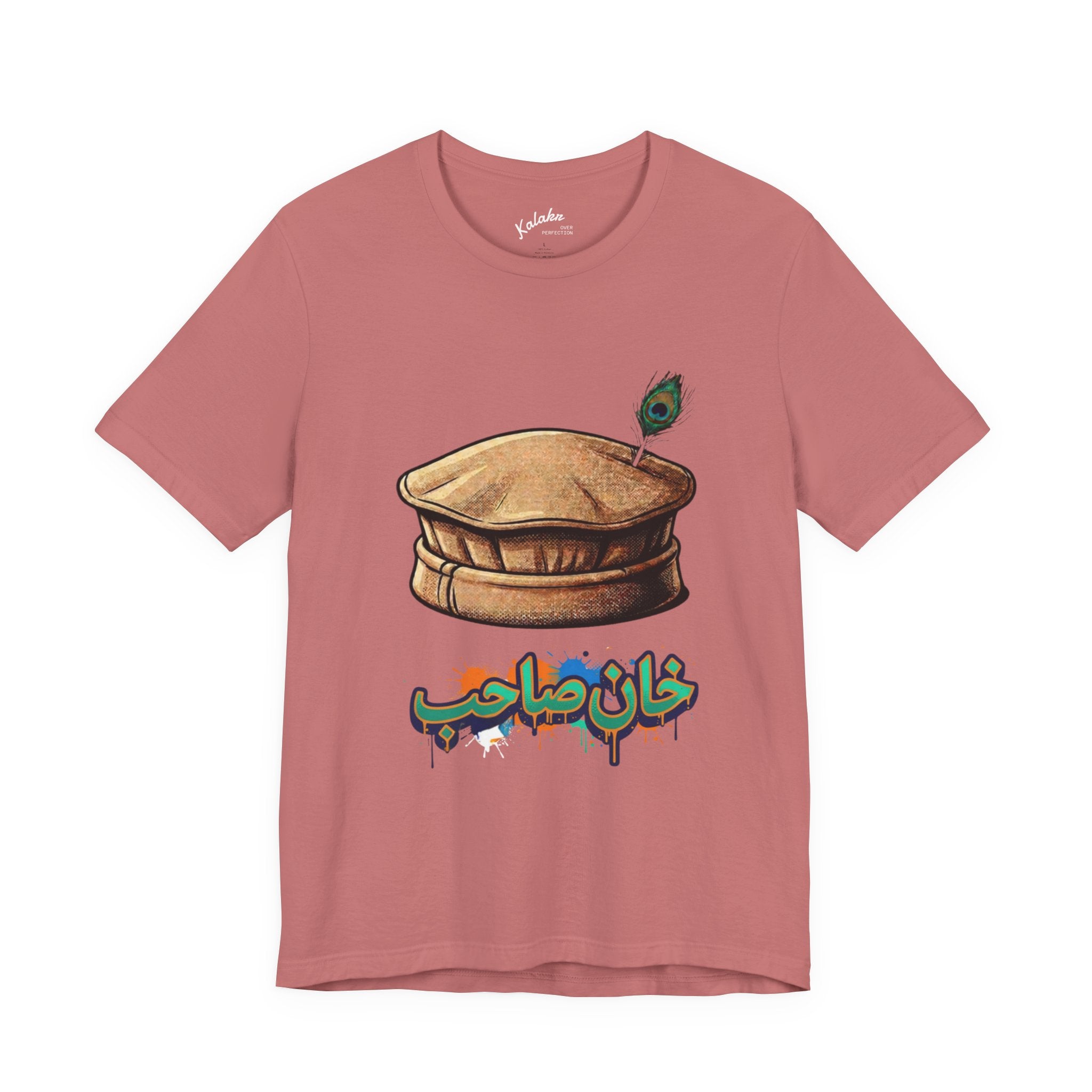 Khan Sahib Graphic Tee — Traditional Cap & Urdu Calligraphy T-Shirt