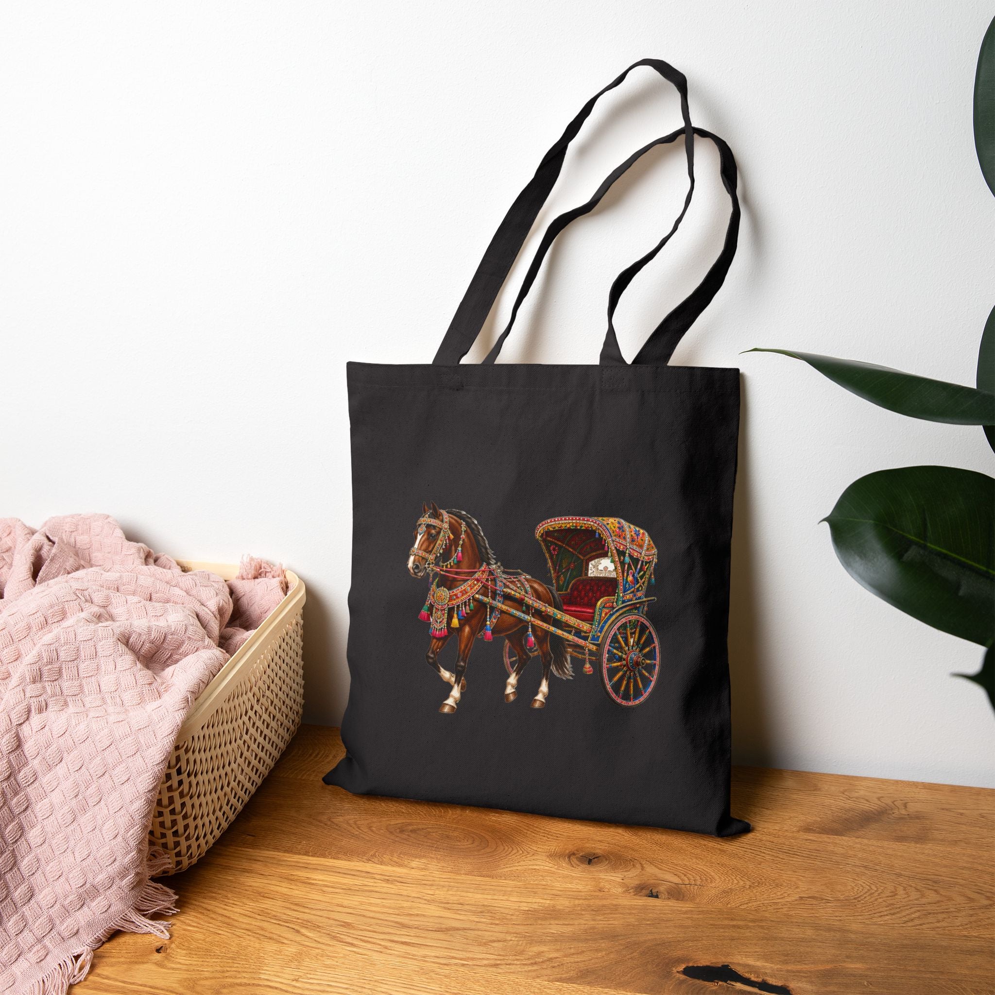 Badshahi Mosque Medallion Tote — Decorated Tanga Horse Canvas Tote