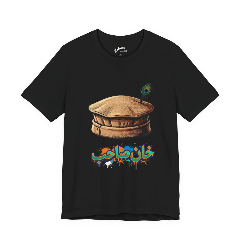 Khan Sahib Graphic Tee — Traditional Cap & Urdu Calligraphy T-Shirt