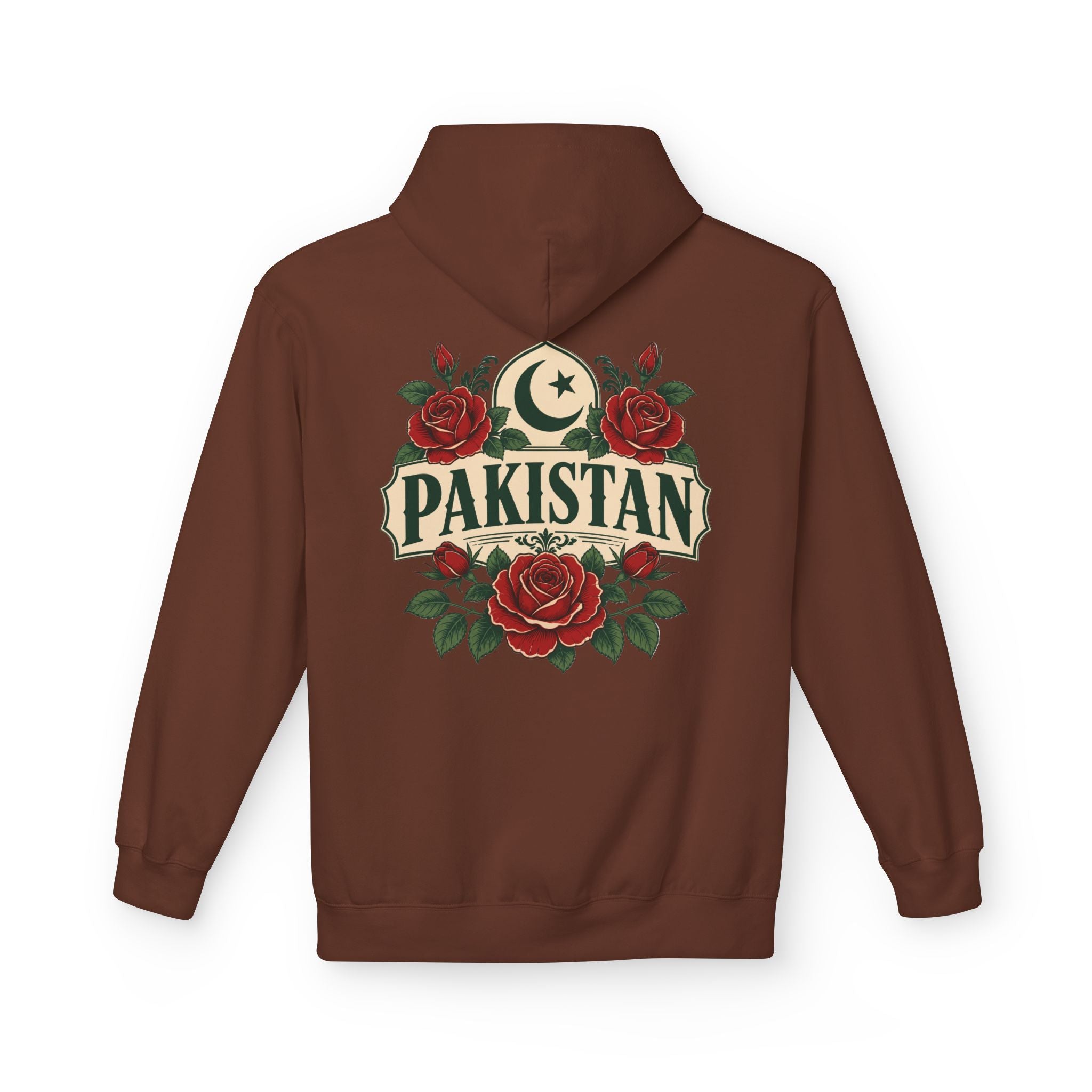 Pakistan Rose Graphic Hoodie — Floral Crescent & Star