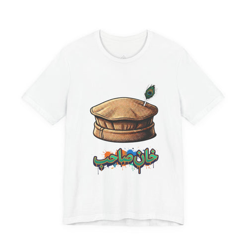 Khan Sahib Graphic Tee — Traditional Cap & Urdu Calligraphy T-Shirt