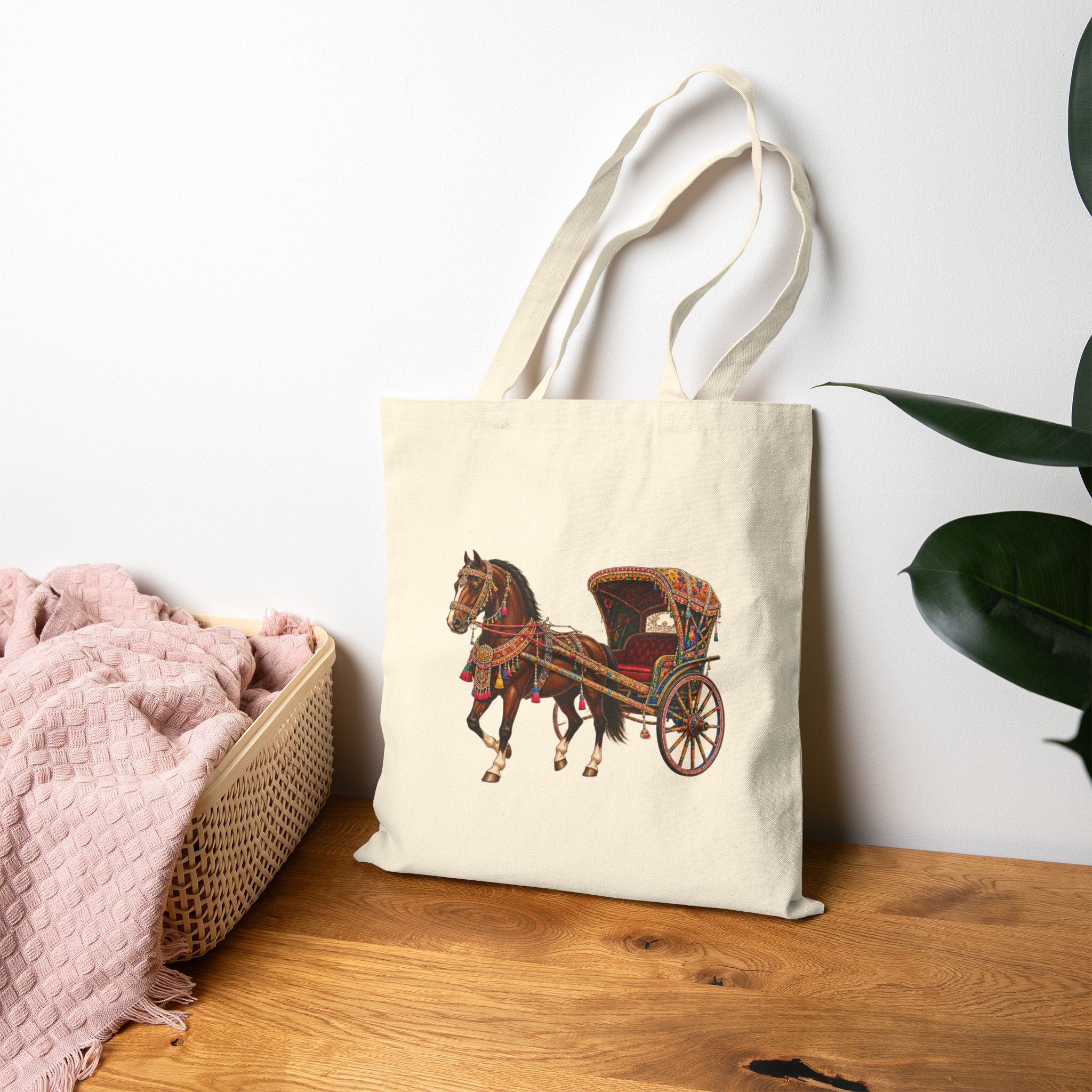 Badshahi Mosque Medallion Tote — Decorated Tanga Horse Canvas Tote