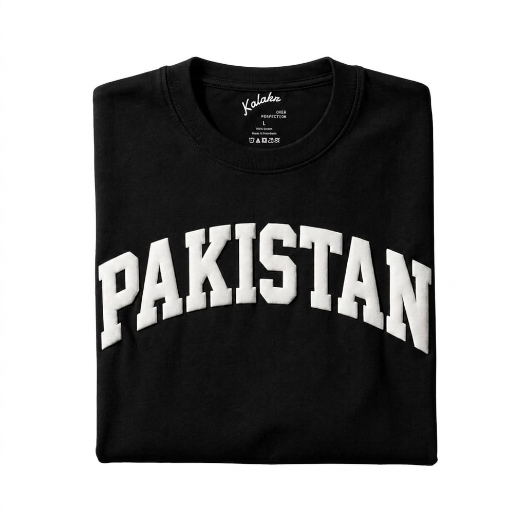 Pakistan Logo Puff Print Oversized T-Shirt